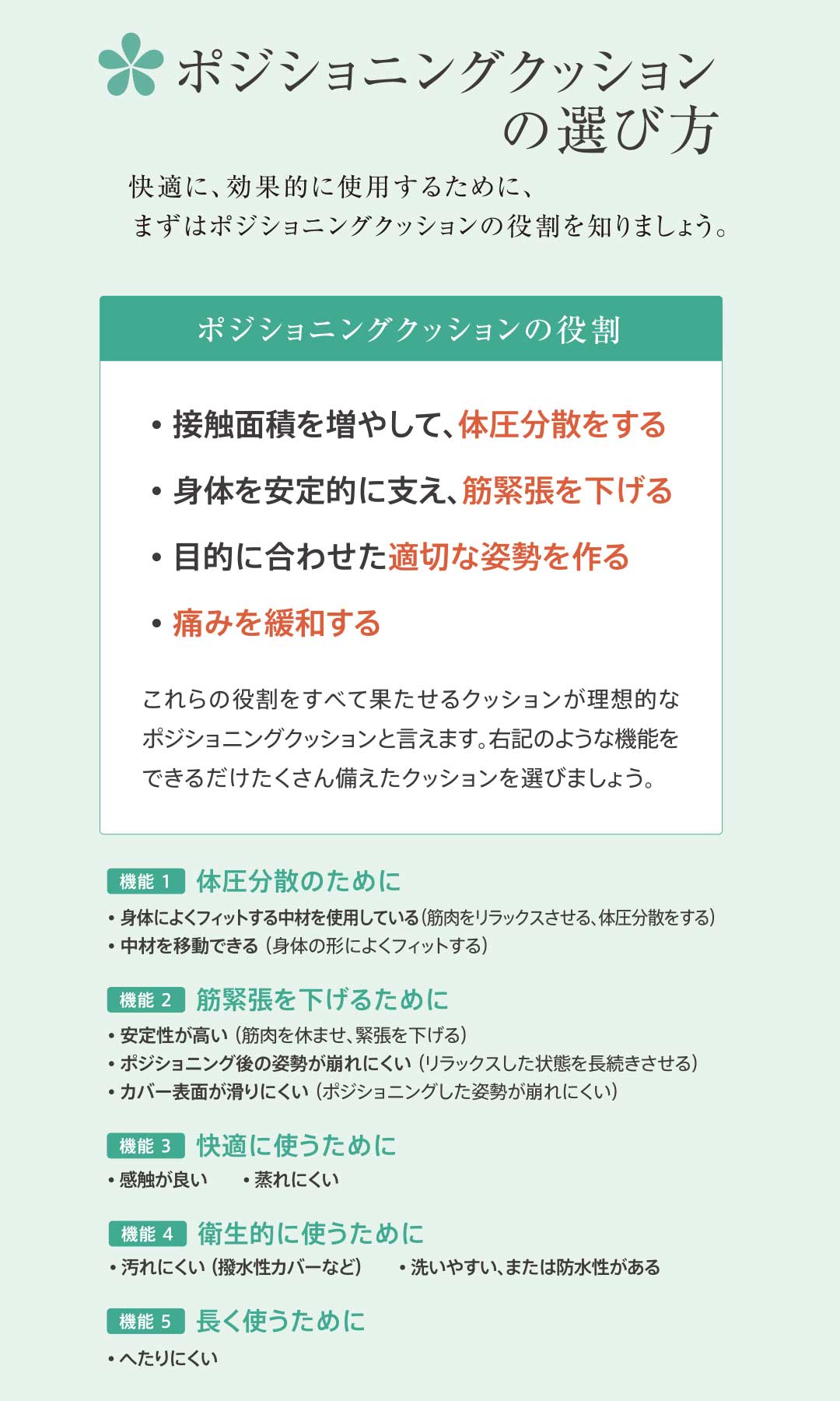 ポジショニングクッションの選び方