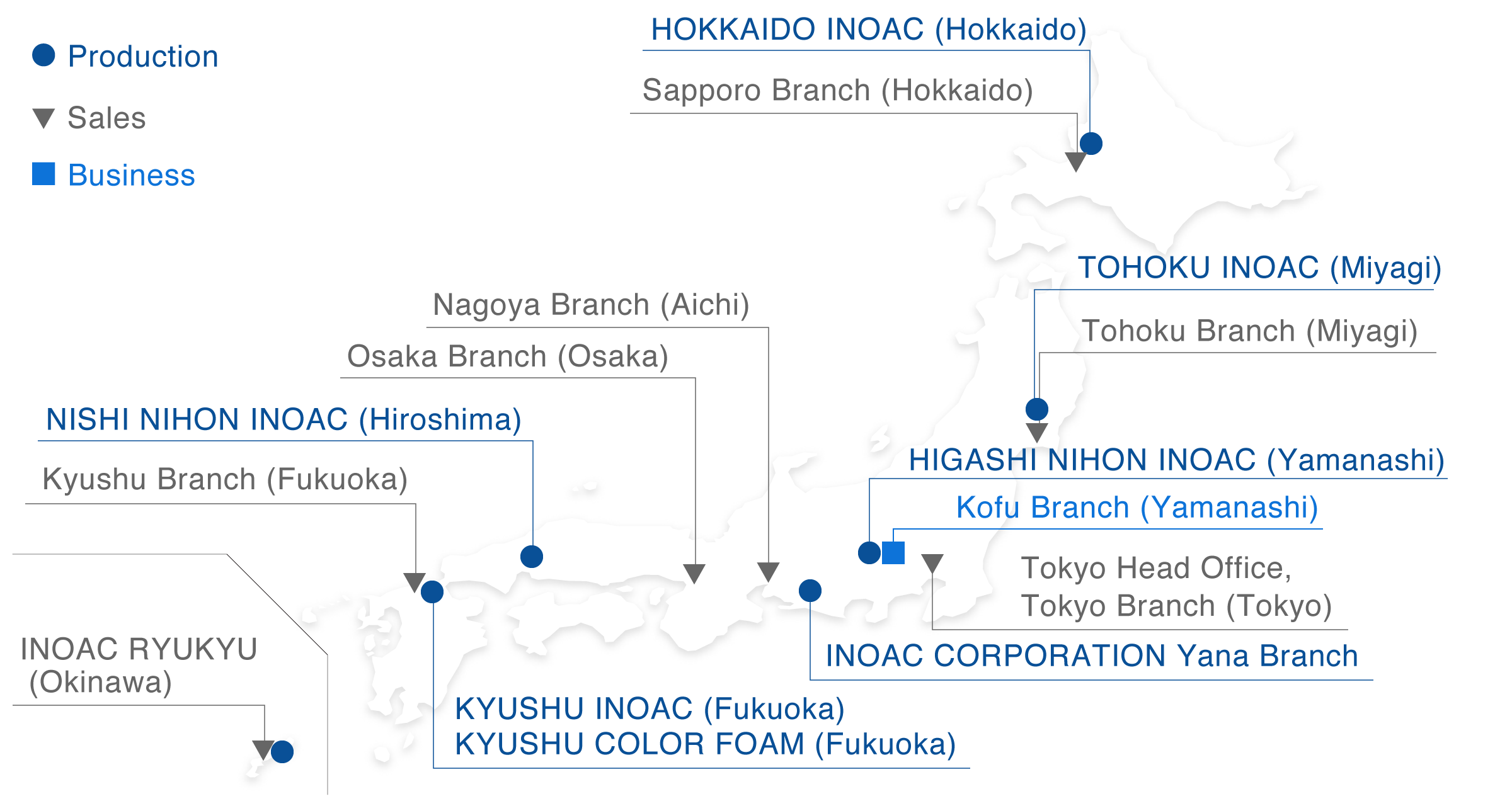 INOAC LIVING	Main domestic production & sales offices